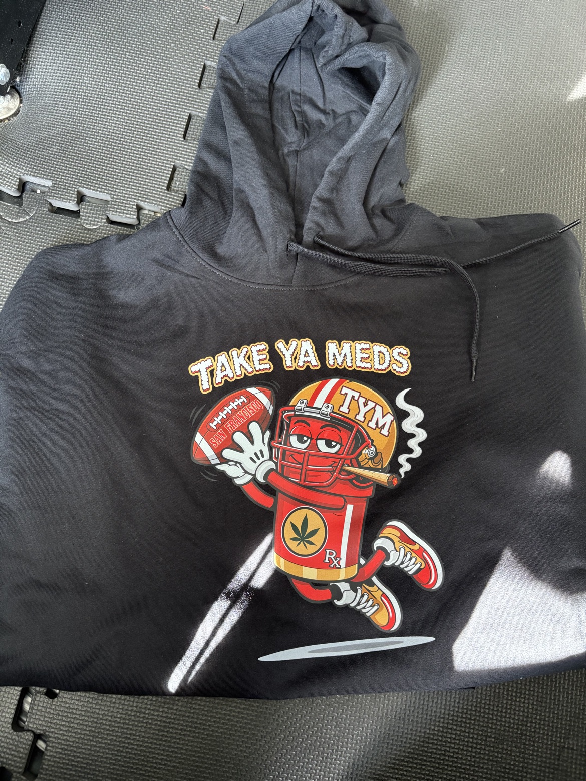 San Francisco Mascot Hoodie — red and gold on black
